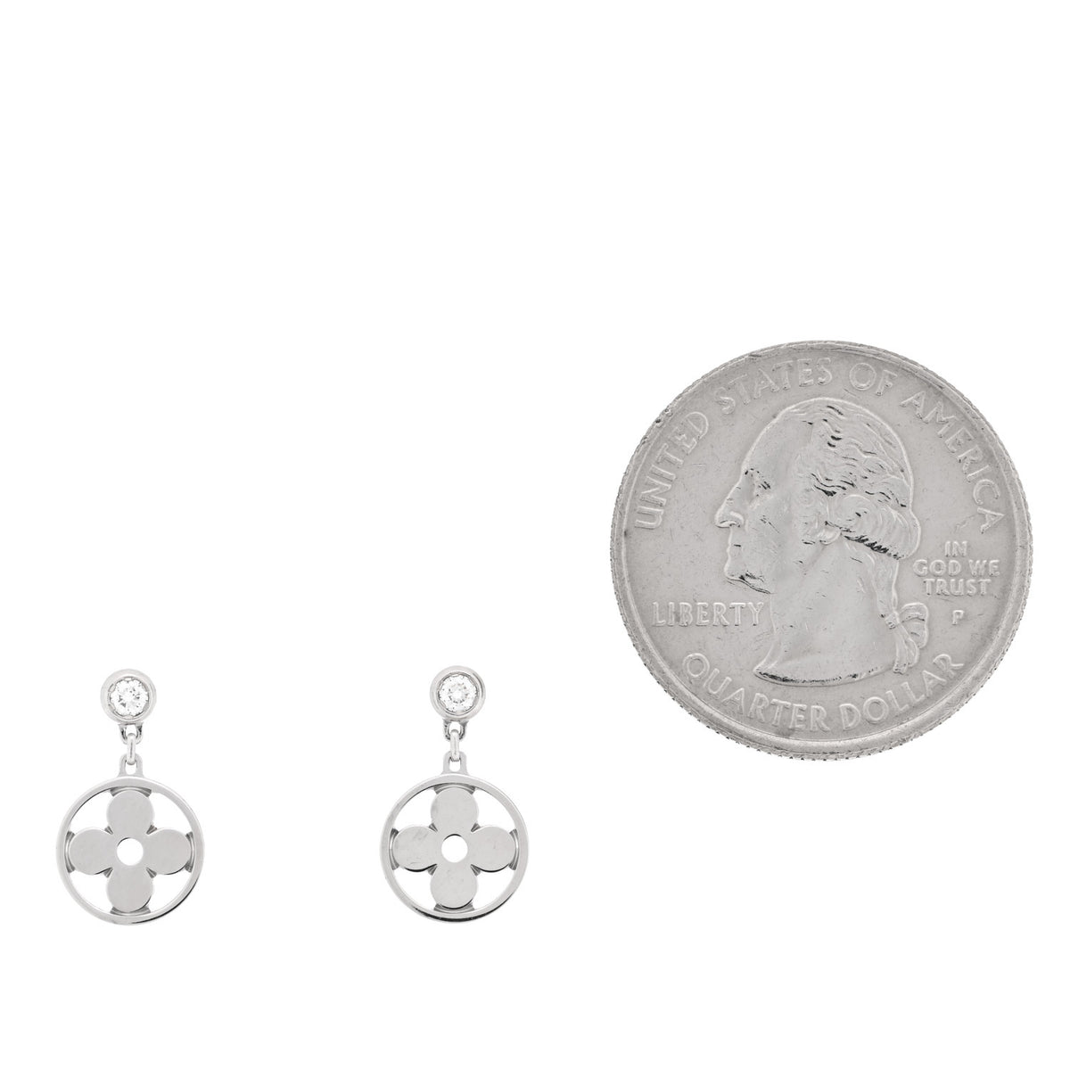 Louis Vuitton 18K White Gold Diamond Idylle Blossom Stud Earrings 2 of 4