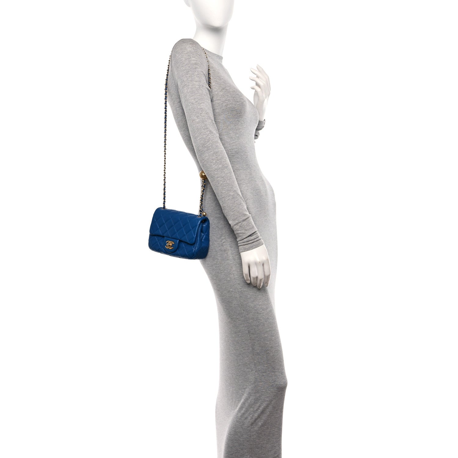 Chanel Lambskin Quilted Mini Pearl Crush Flap Blue 3 of 10