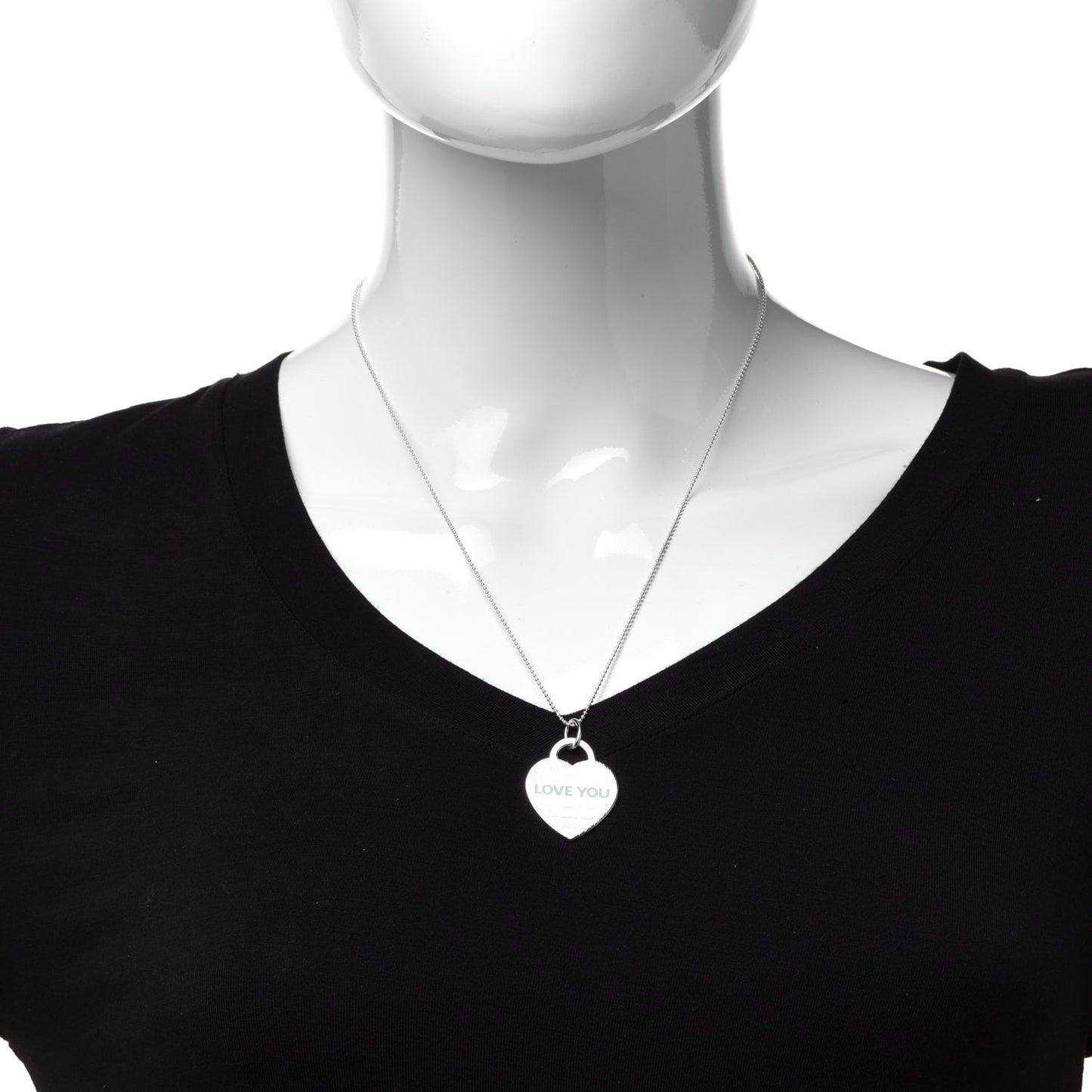 Sterling Silver Enamel LOVE YOU Heart Pendant Necklace Blue
