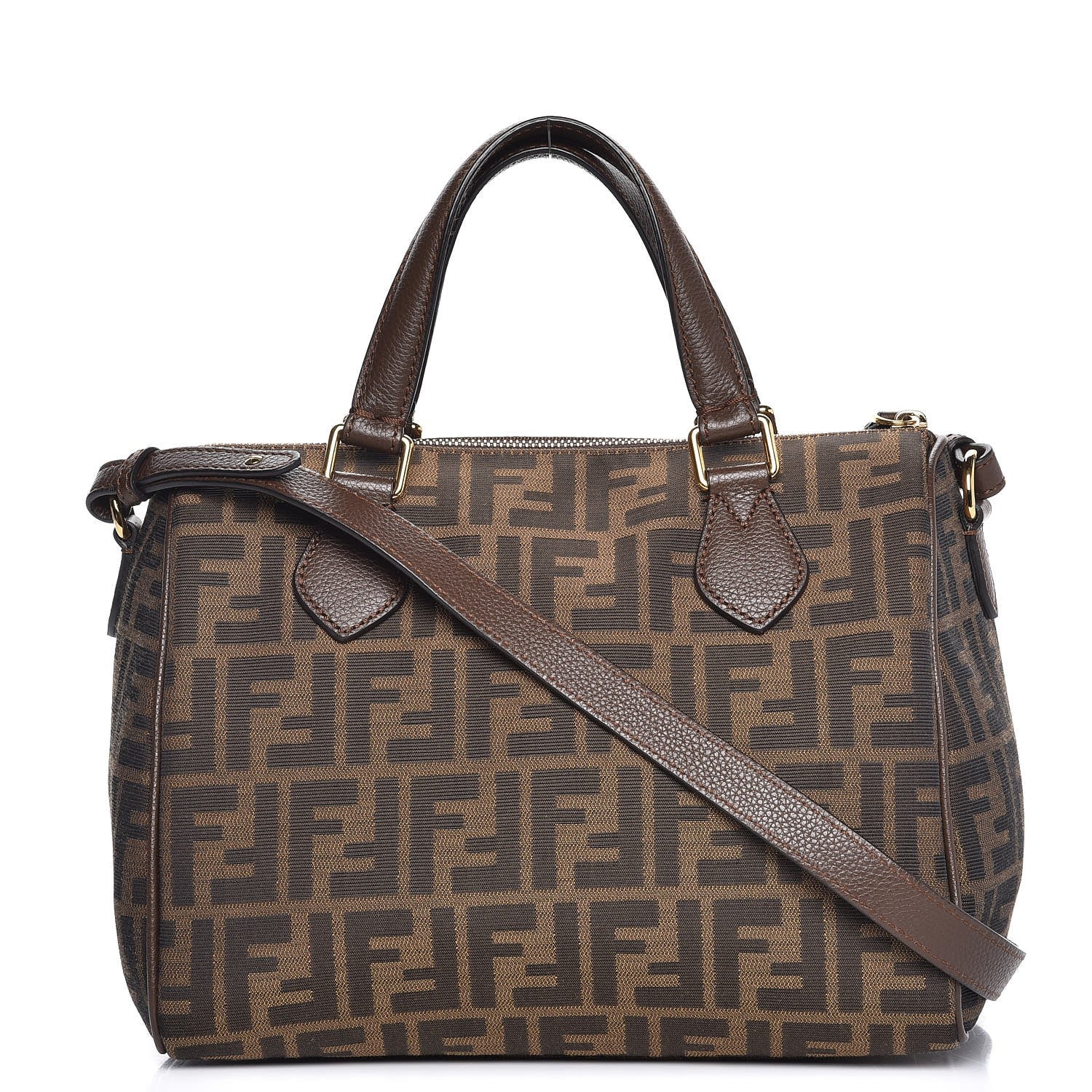 Fendi Zucca Vitello Artic Small Boston Tobacco Castagna 1 of 7