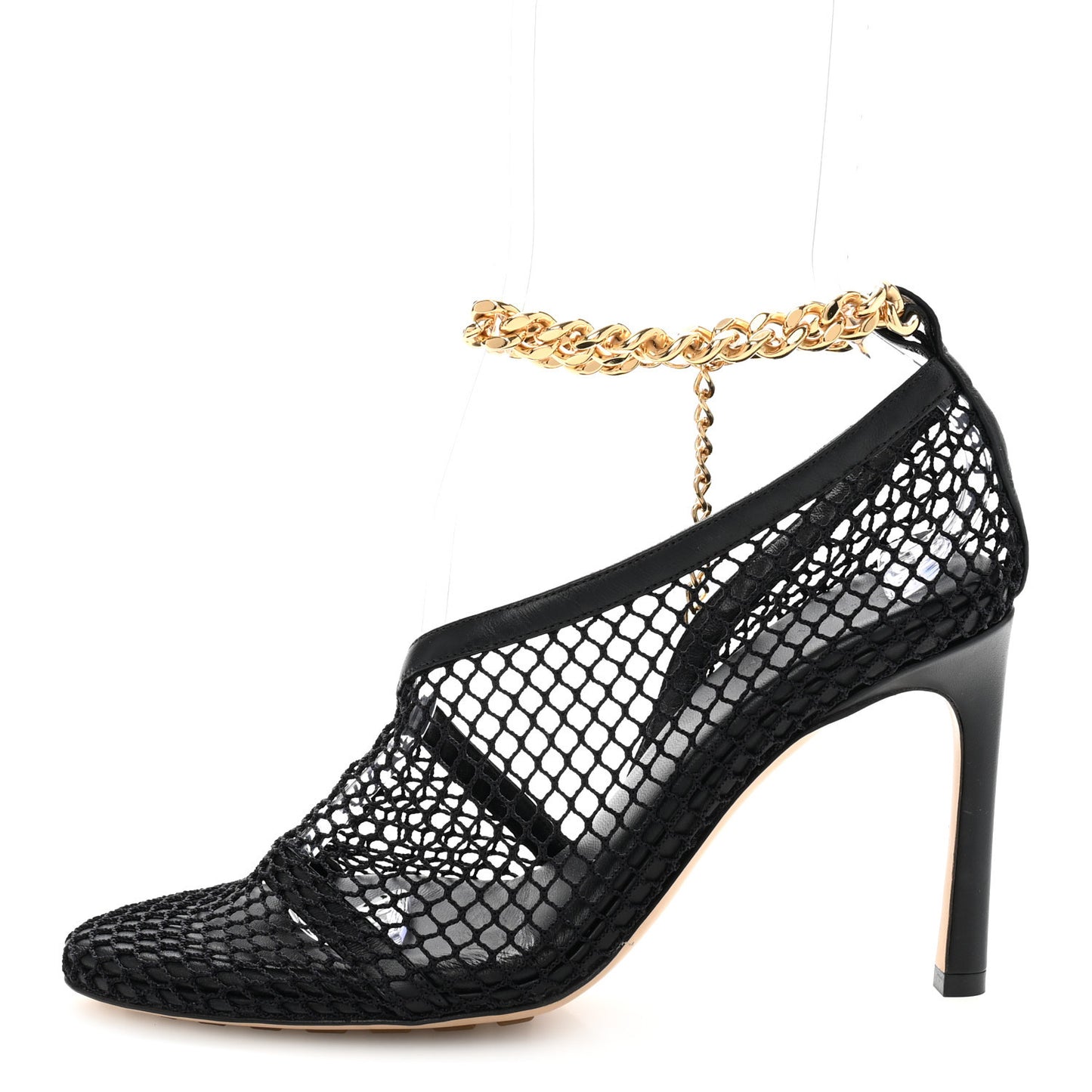 Mesh Nappa Chunky Chain Sandals 36.5 Black