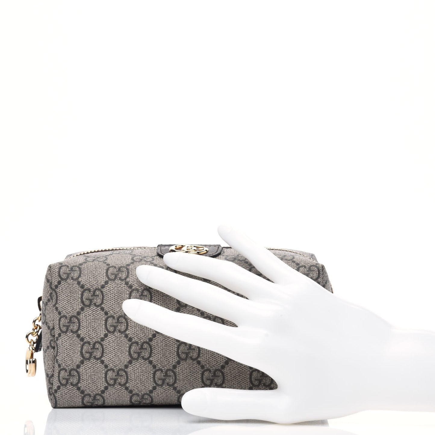 Soft GG Supreme Monogram Calfskin Medium Ophidia Cosmetic Case Beige Ebony New Acero