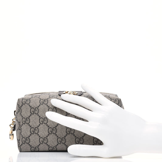 Soft GG Supreme Monogram Calfskin Medium Ophidia Cosmetic Case Beige Ebony New Acero