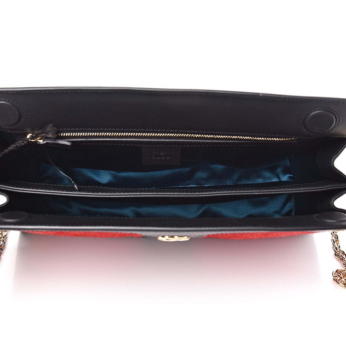 Suede Patent Web Medium Ophidia Chain Shoulder Bag Hibiscus Red Black