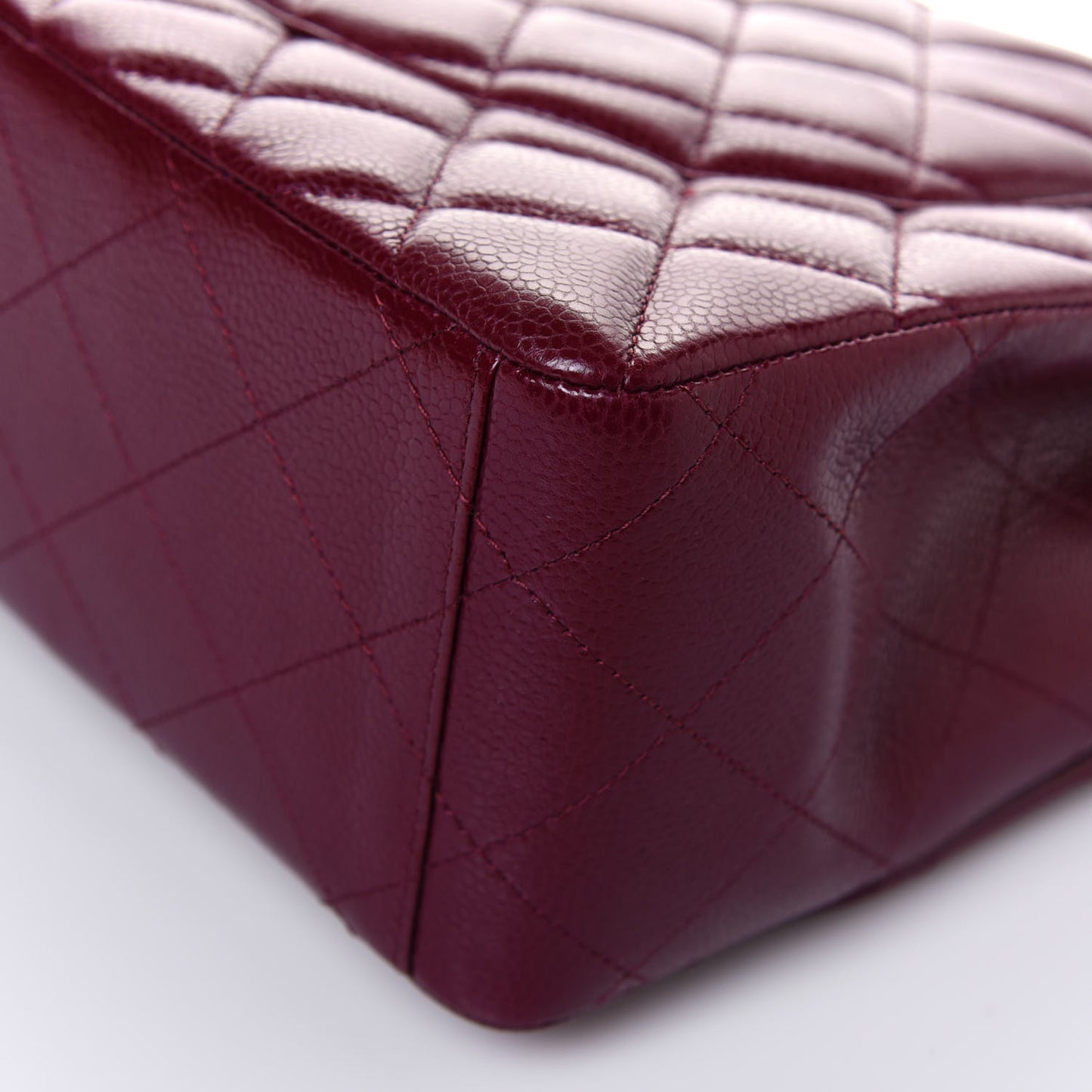 Caviar Quilted Maxi Single Flap Dark Red