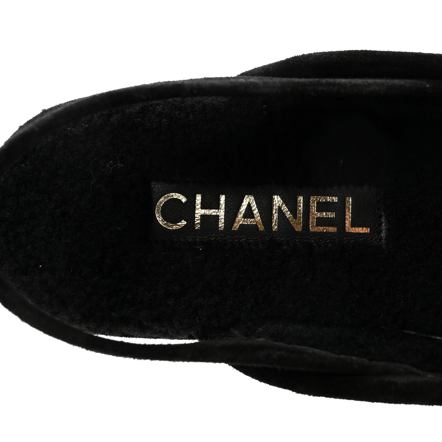 Suede Calfskin CC Slingback Loafers 39 Black