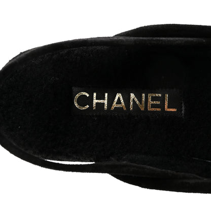 Chanel Suede Calfskin CC Slingback Loafers 39 Black 8 of 9