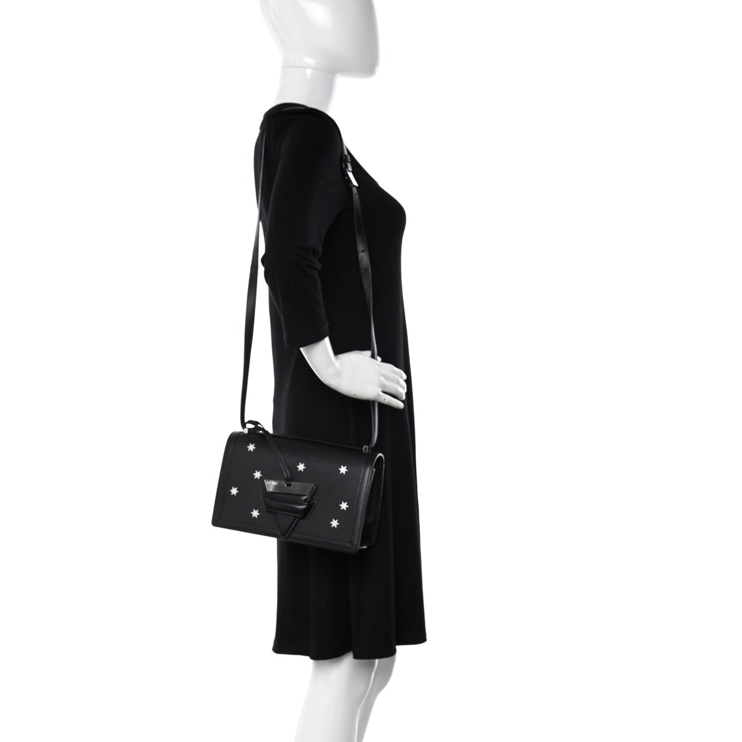 Calfskin Stars Medium Barcelona Shoulder Bag Black