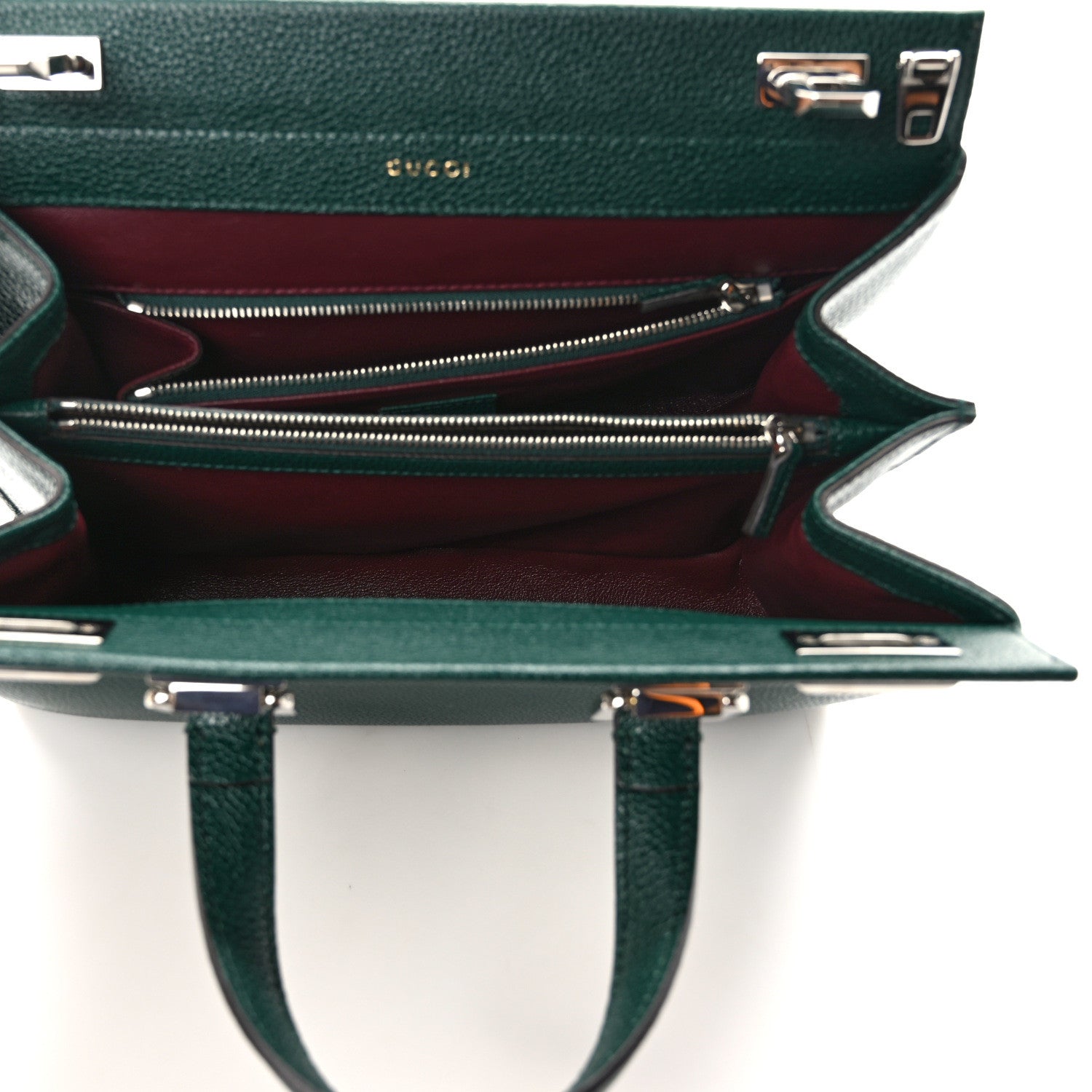 Gucci Grainy Calfskin Small Zumi Top Handle Bag Vintage Green 5 of 10