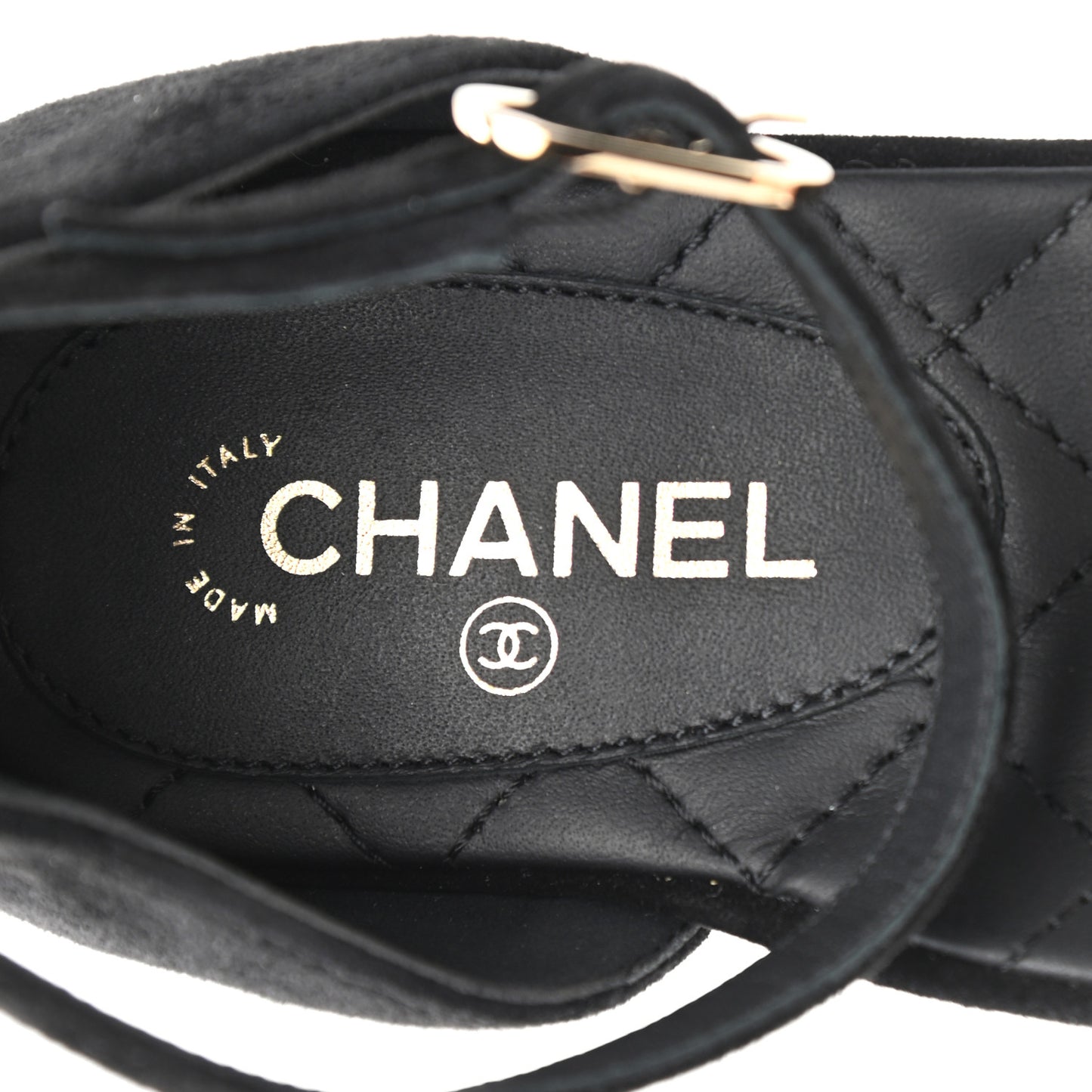 Grosgrain Cap Toe CC Ankle Strap Sandals 37 Black