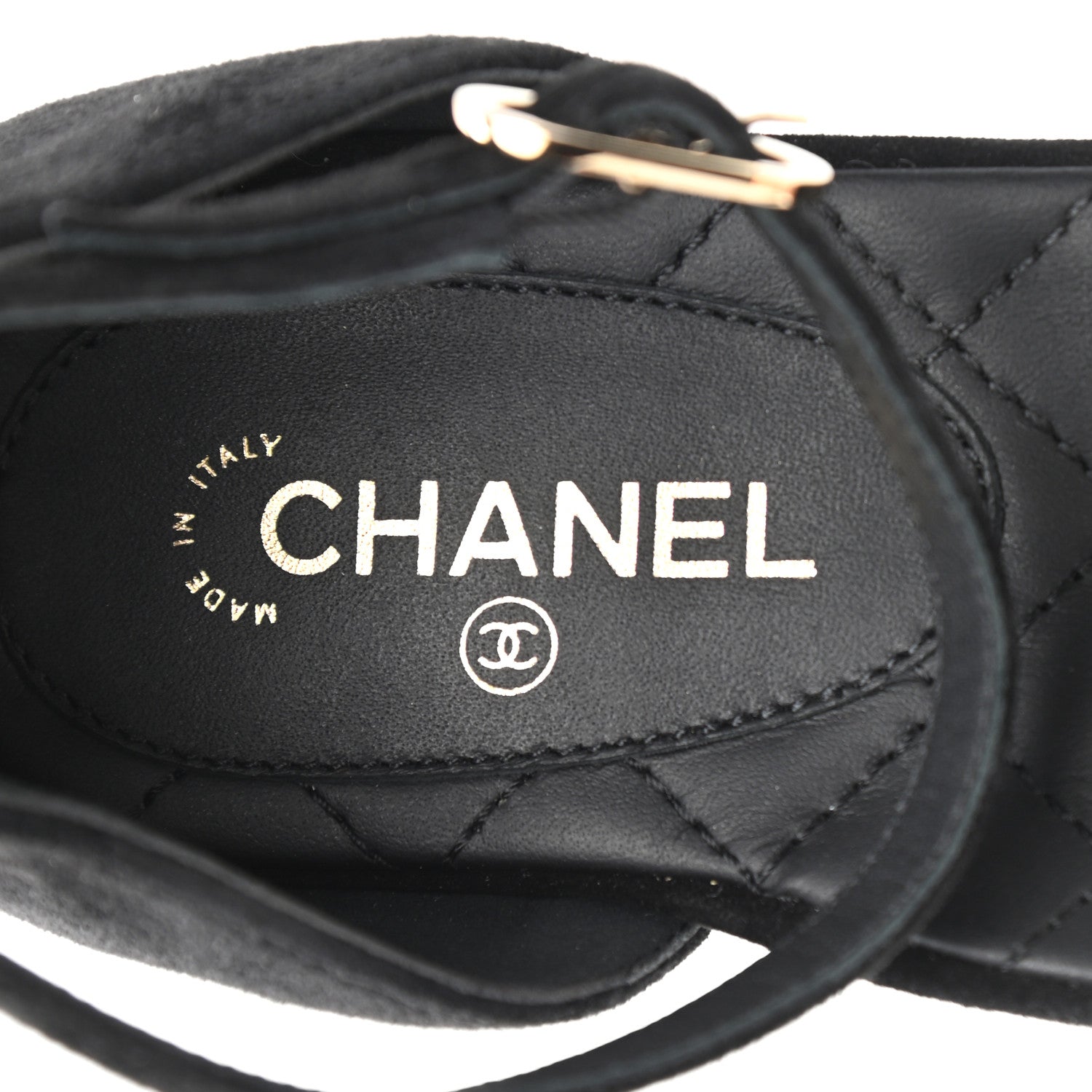 Chanel Grosgrain Cap Toe CC Ankle Strap Sandals 37 Black 7 of 9