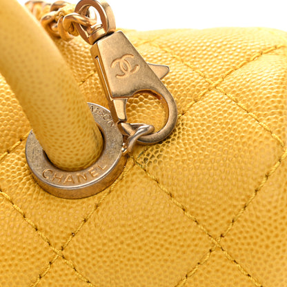 Chanel Caviar Quilted Mini Coco Handle Flap Yellow 20 of 22