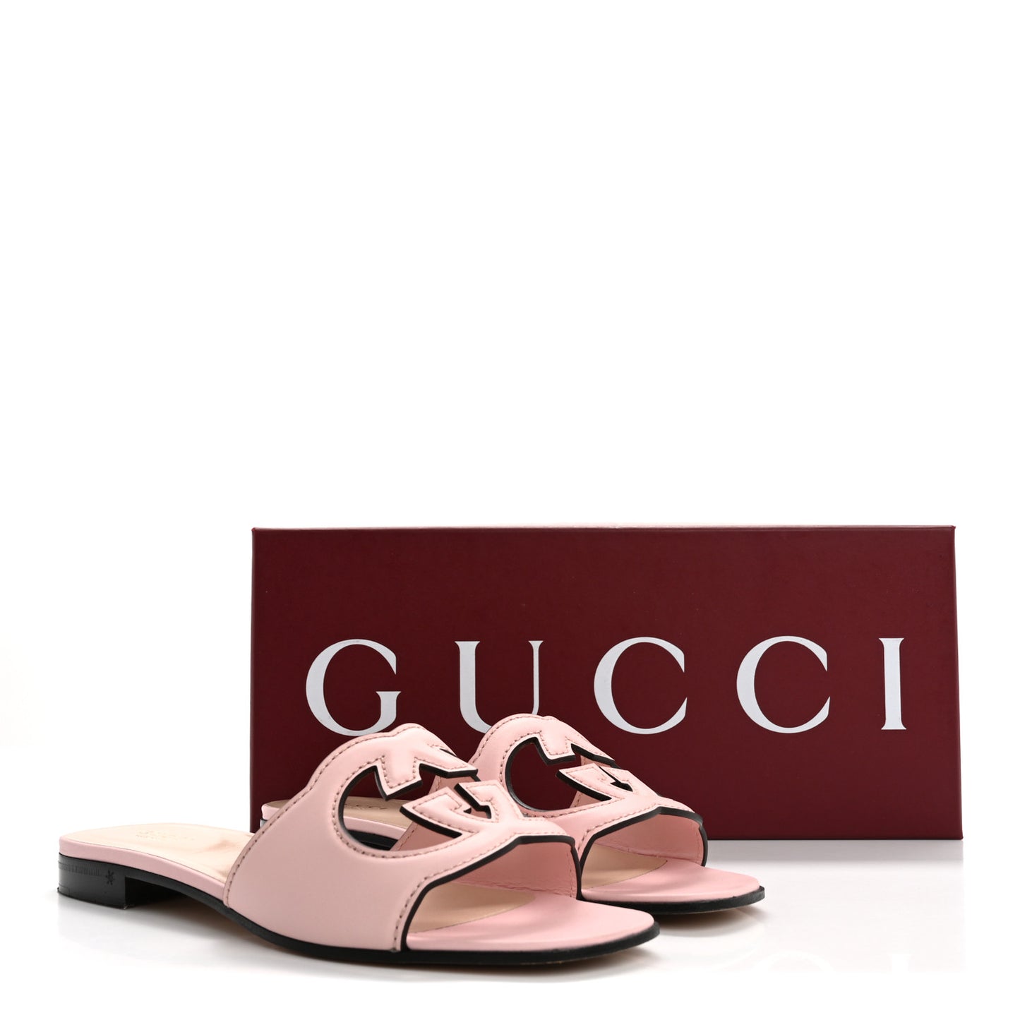 Cosmos Softy Calfskin Interlocking G Cut Out Slide Sandals 37.5 Candy Cotton