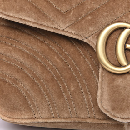Gucci Velvet Matelasse Small GG Marmont Shoulder Bag Taupe 10 of 10
