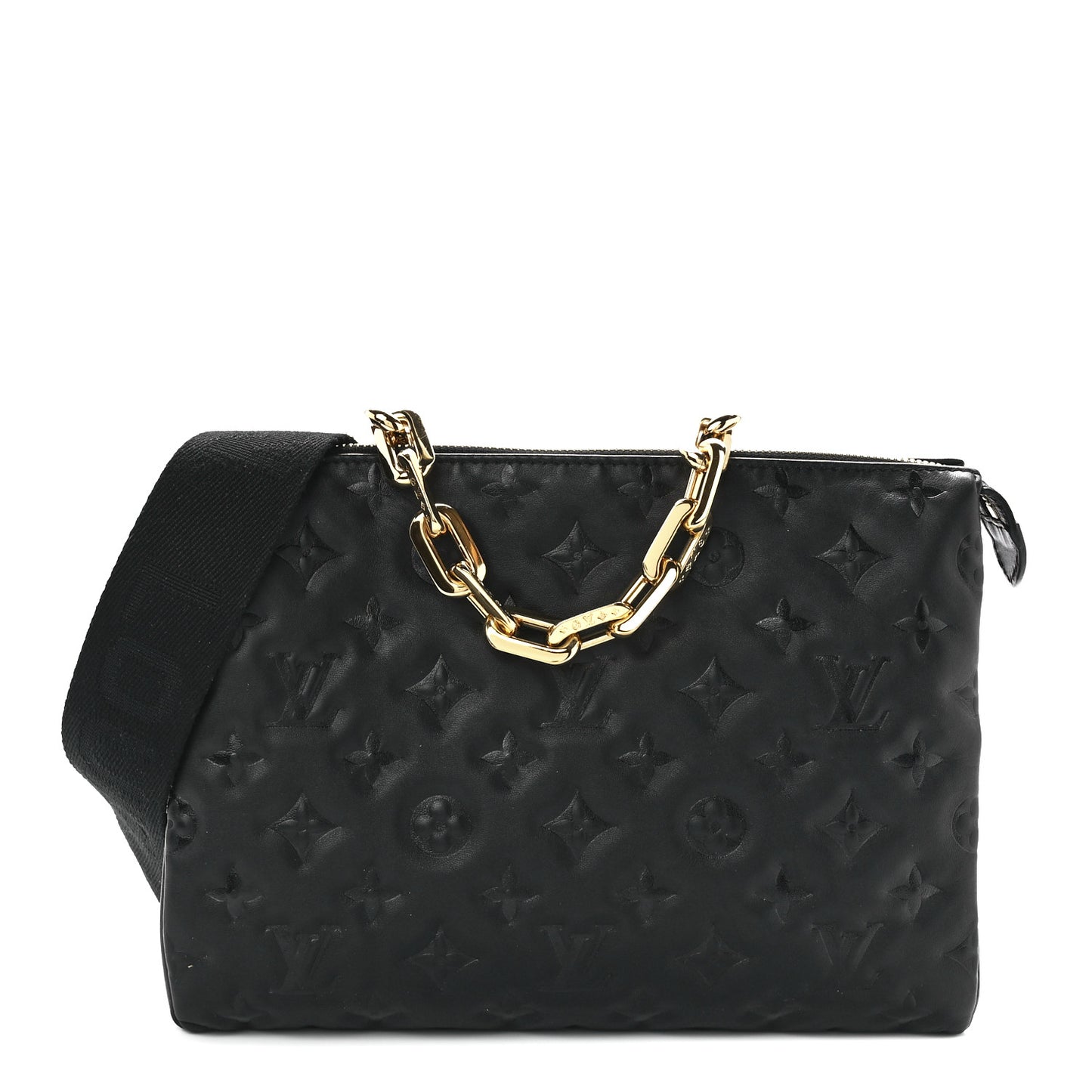 Lambskin Embossed Monogram Coussin PM Black