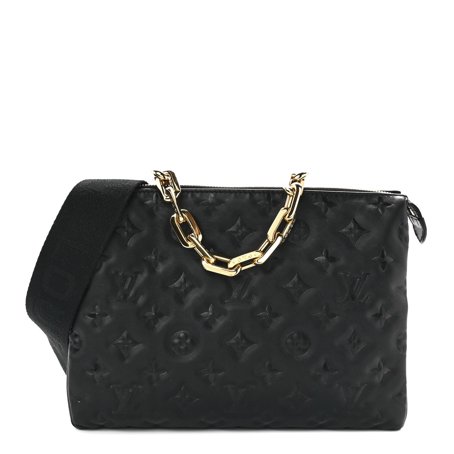 Louis Vuitton Lambskin Embossed Monogram Coussin PM Black 1 of 11