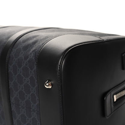 Gucci Soft GG Supreme Monogram Appia Calfskin Web Medium Carry On Duffle Bag Black Grey 8 of 10