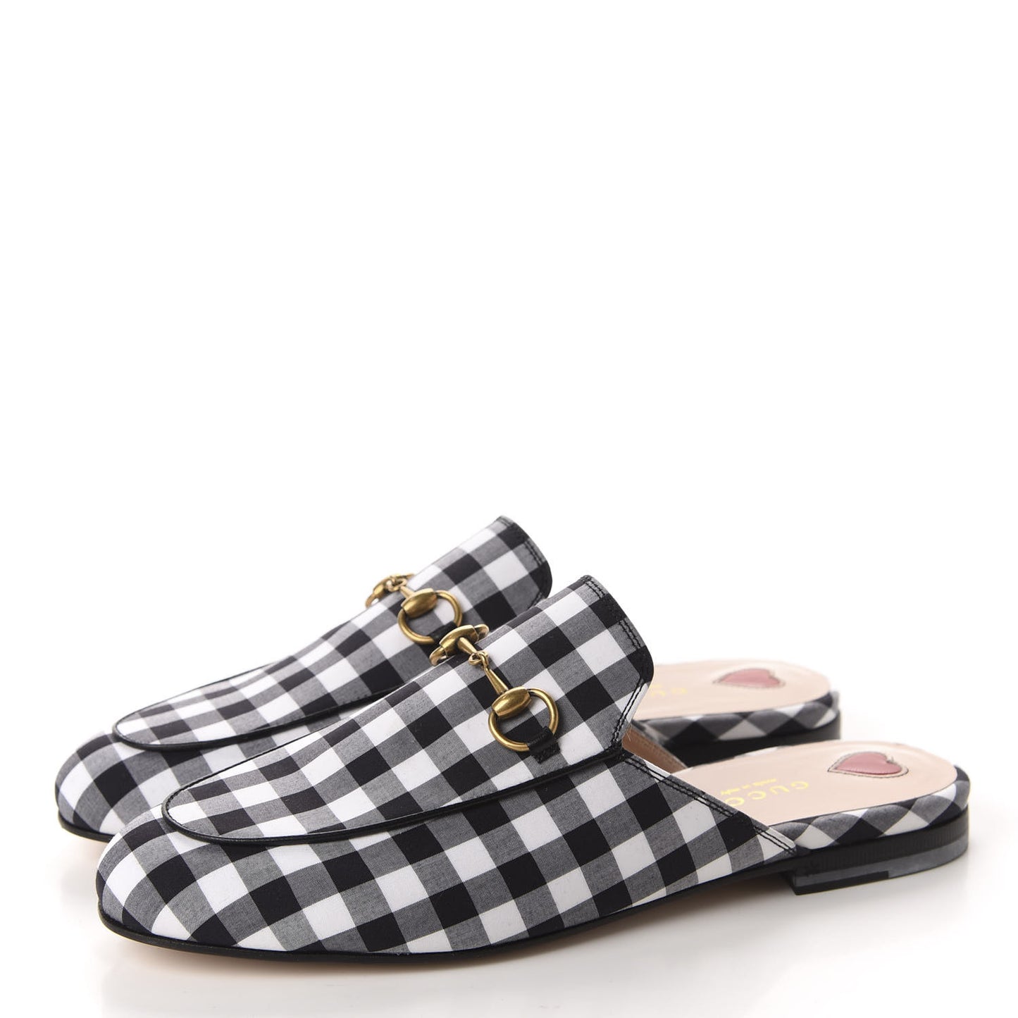 Cotton Gingham Womens Princetown Slippers 37.5 White Black