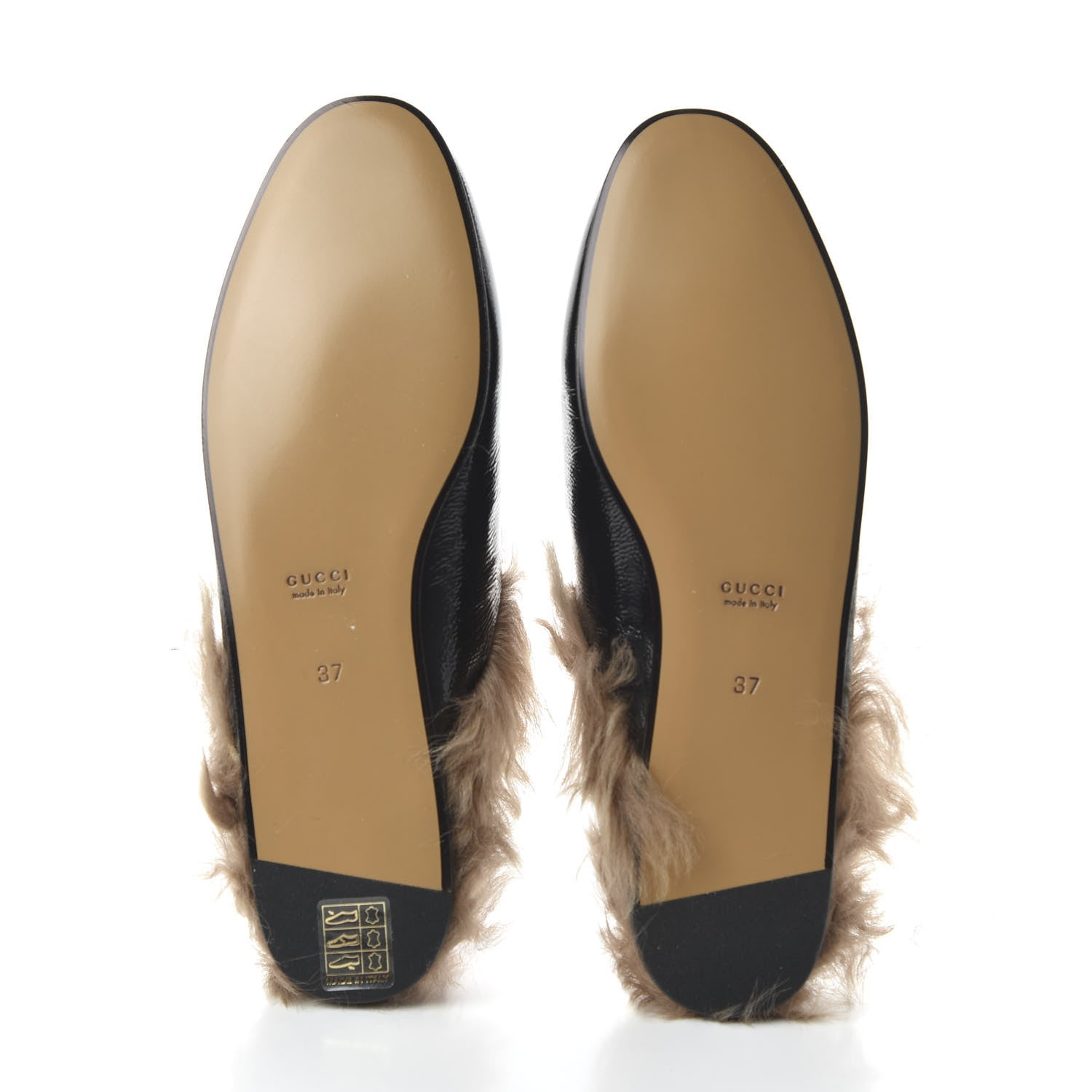 Gucci Patent Fur Womens Princetown Slippers 37 Black Natural 5 of 8