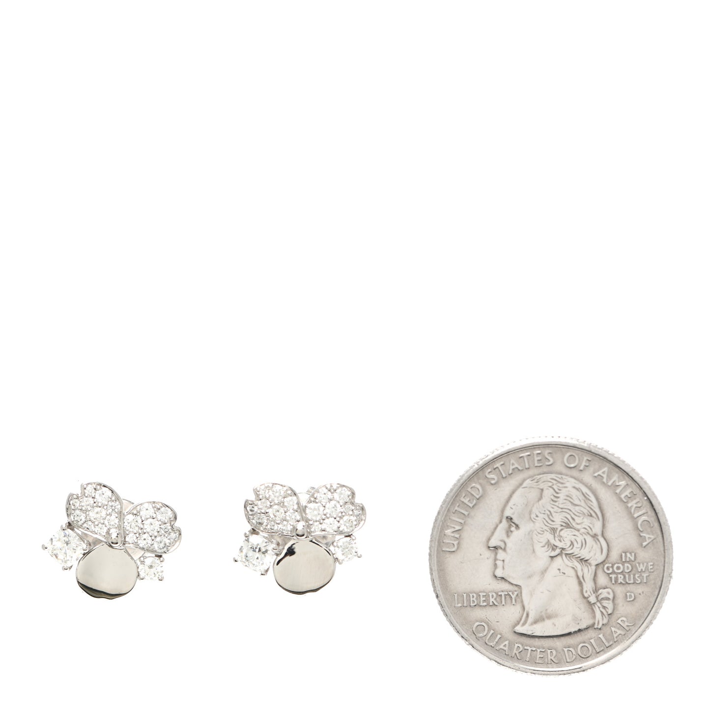 Platinum Diamond Paper Flowers Cluster Earrings