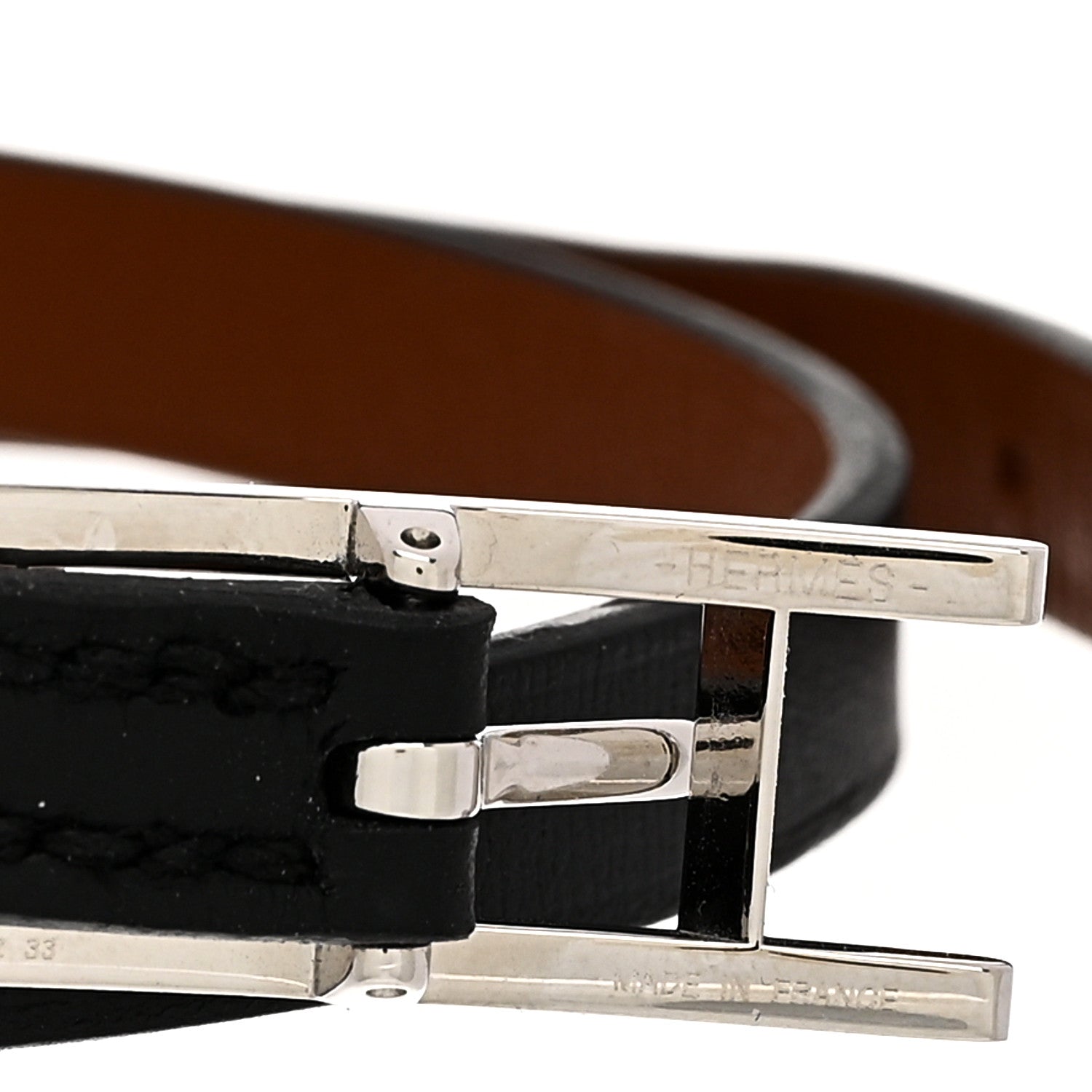 Hermes Swift Behapi Double Tour Reversible Bracelet T4 Black Gold 3 of 4