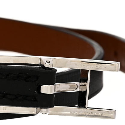 Hermes Swift Behapi Double Tour Reversible Bracelet T4 Black Gold 3 of 4