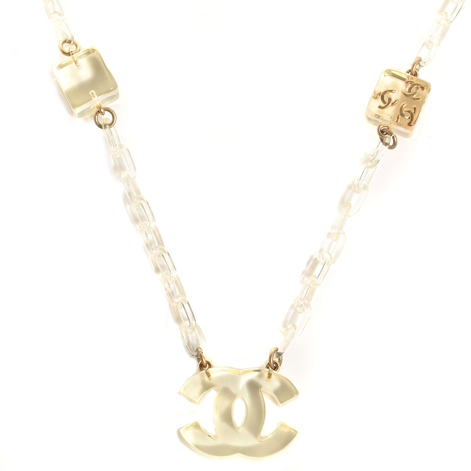 Chanel Lucite CC Necklace Gold 1 of 7
