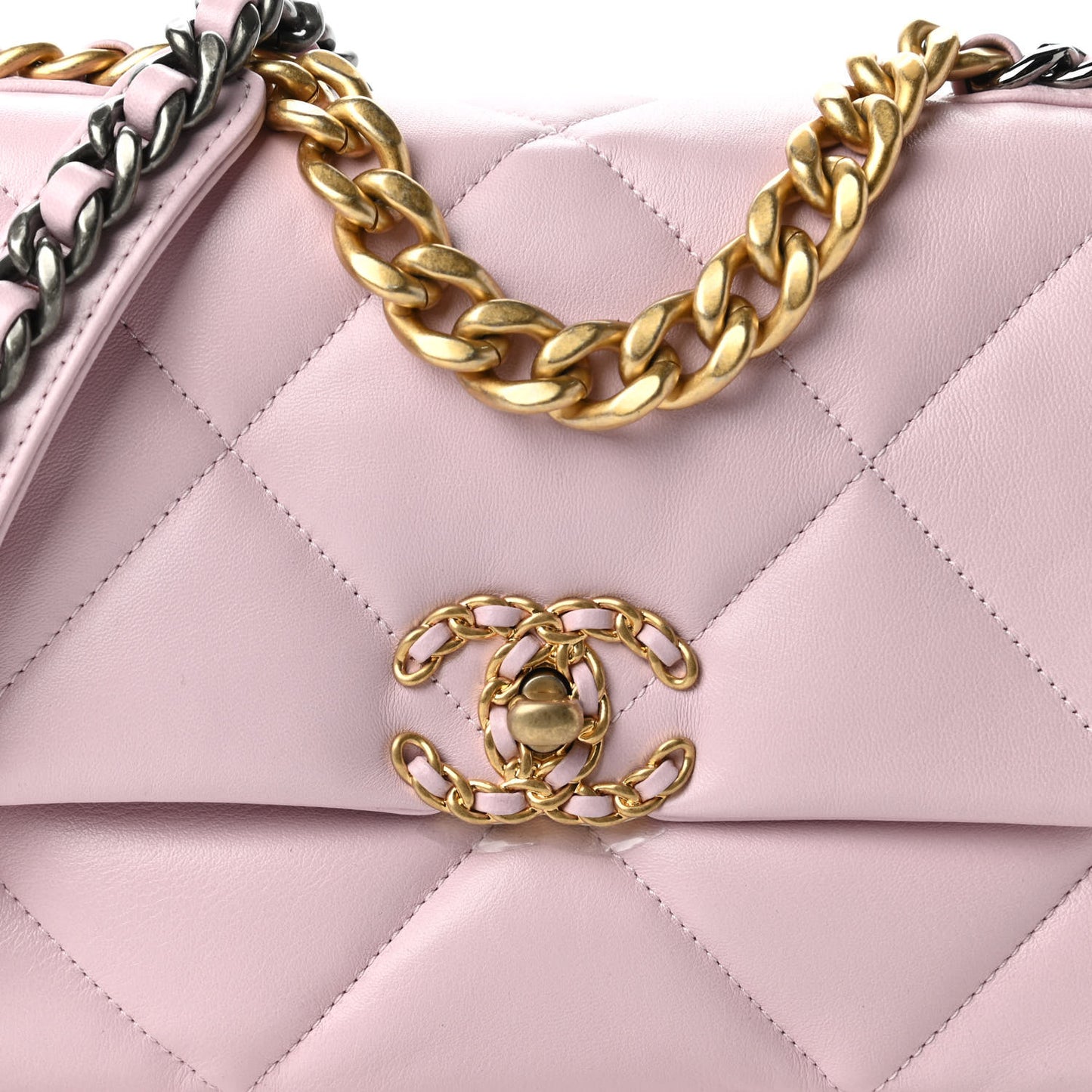 Lambskin Quilted Medium Chanel 19 Flap Light Pink