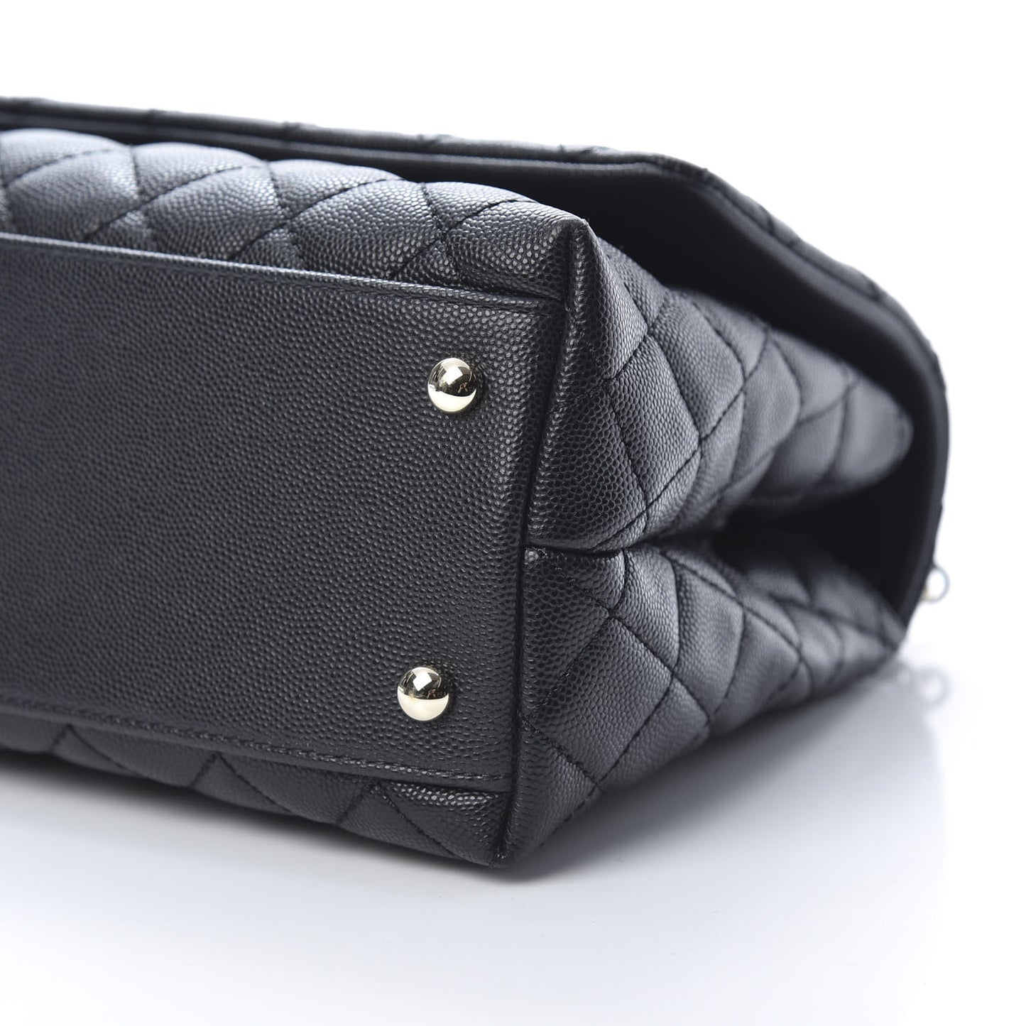 Caviar Quilted Small Coco Handle Flap Black