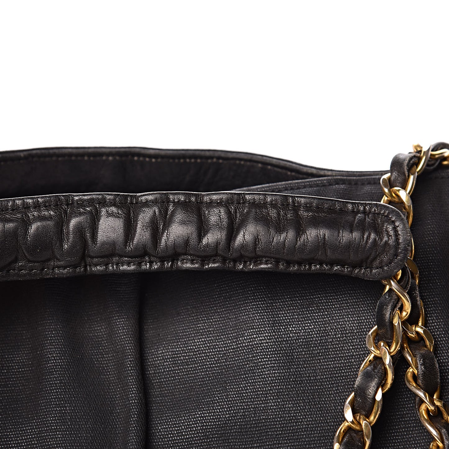 Canvas Calfskin Shopping Tote Black