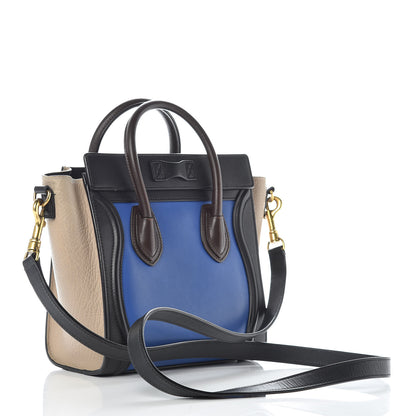 Celine Smooth Calfskin Bullhide Nano Tri-Color Luggage Indigo 3 of 14