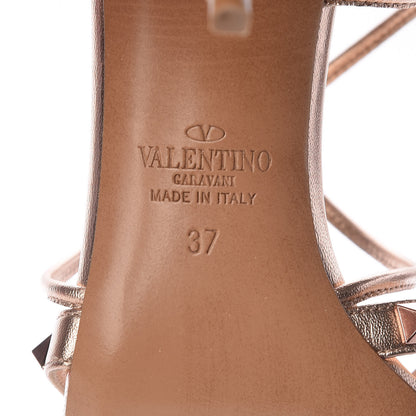 Valentino Garavani Metallic Nappa Rockstud Crisscross Slingback 85mm Sandals 37 Rame 6 of 9