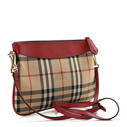 Burberry Horseferry Check Peyton Crossbody Clutch Bag Parade Red 3 of 12