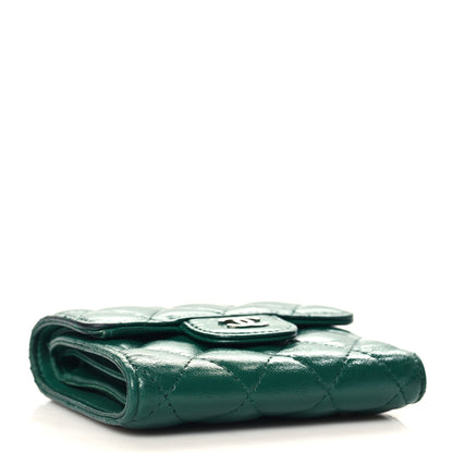 Chanel Lambskin Quilted Compact Flap Wallet Green 4 of 10