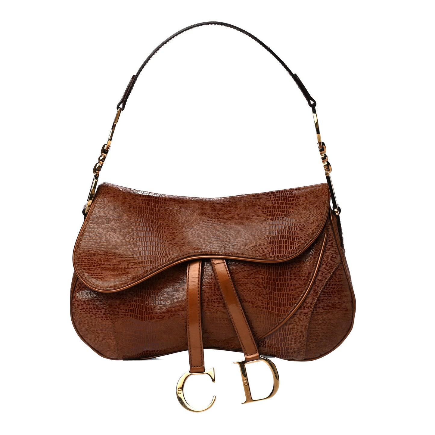 Lizard Double Saddle Bag Brown