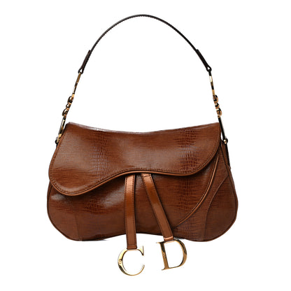 Christian Dior Lizard Double Saddle Bag Brown 1 of 15