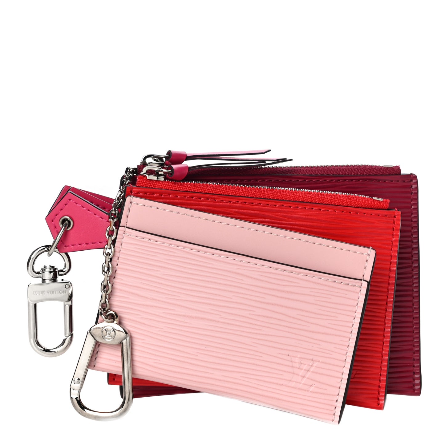 Epi Trio Card Case Wallet Rose Ballerine Rouge Fuchsia