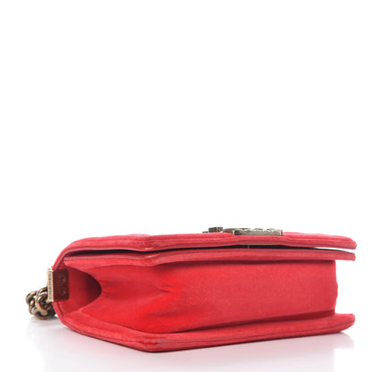 Chanel Velvet Plaid Tartan Small Boy Flap Red 4 of 15