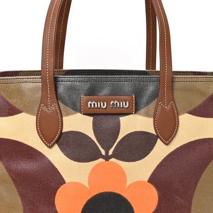 Miu Miu Tessuto Flower Print Shopping Tote Militaire Multicolor 7 of 11