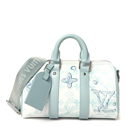 Louis Vuitton Monogram Aquagarden Keepall Bandouliere 25 Crystal Blue 1 of 11