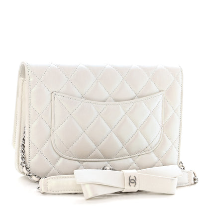 Chanel Lambskin Quilted Coco Bow Wallet On Chain WOC White 3 of 11