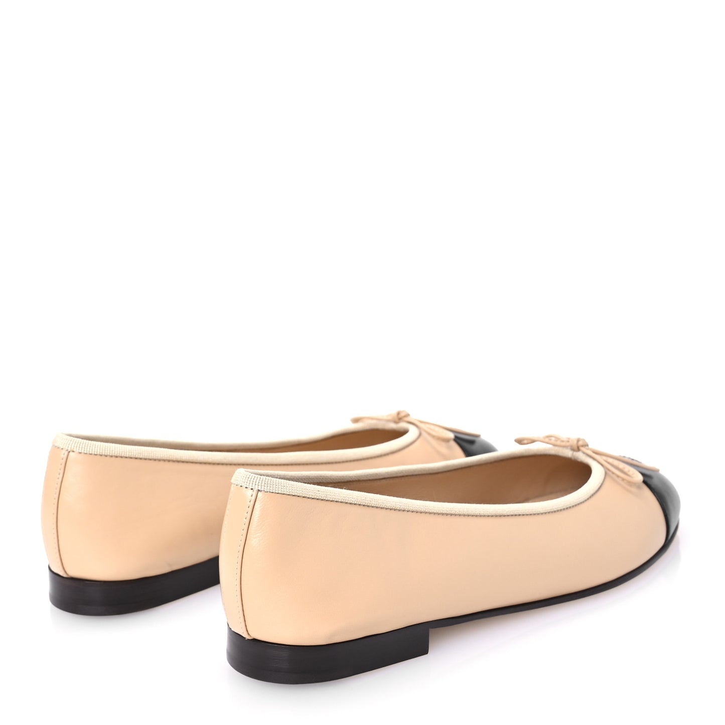 Lambskin Cap Toe CC Ballerina Flats 39.5 Beige Black