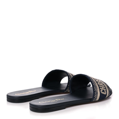 Christian Dior Canvas Embroidered Dway Mules Slide Sandals 38 Deep Blue 4 of 9