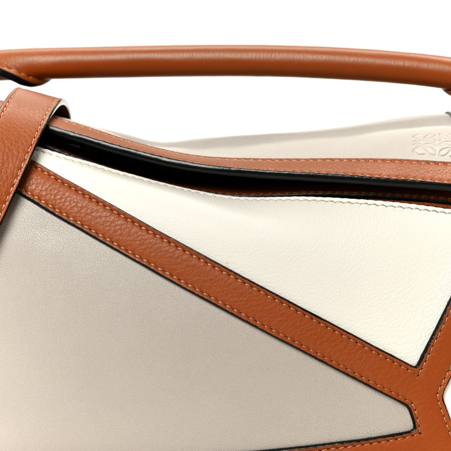 Calfskin Small Graphic Puzzle Bag Ghost Soft White
