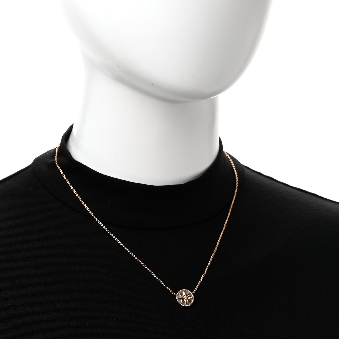 18K Rose Gold Diamond Pink Opal Rose Des Vents Necklace