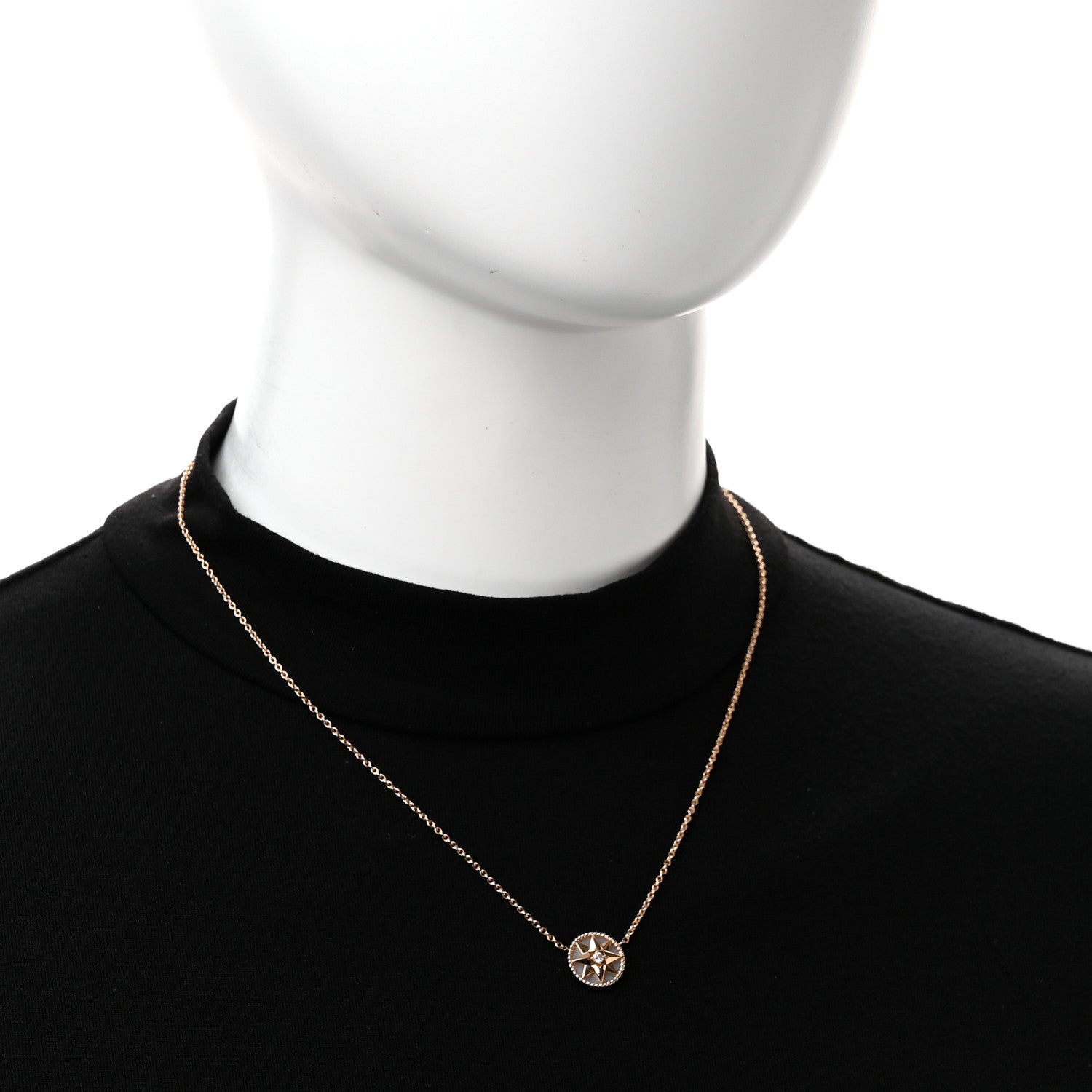 Christian Dior 18K Rose Gold Diamond Pink Opal Rose Des Vents Necklace 2 of 5