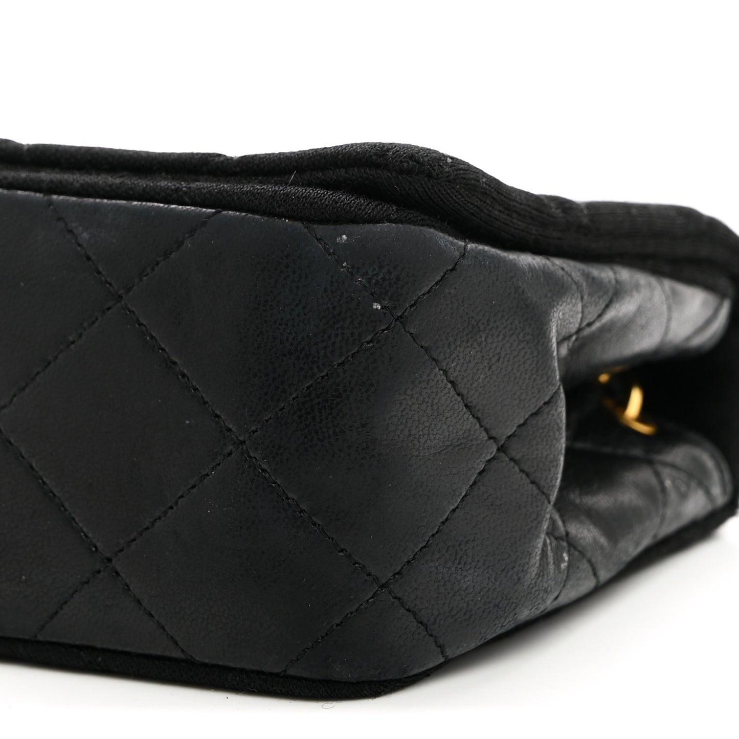 Jersey Calfskin Quilted Mini Single Flap Bag Black