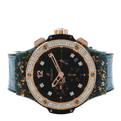 Hublot 18K Rose Gold Alligator Topaz 41mm Big Bang Automatic Watch Blue Linen 341.XL.1280.LR.1207 2 of 5