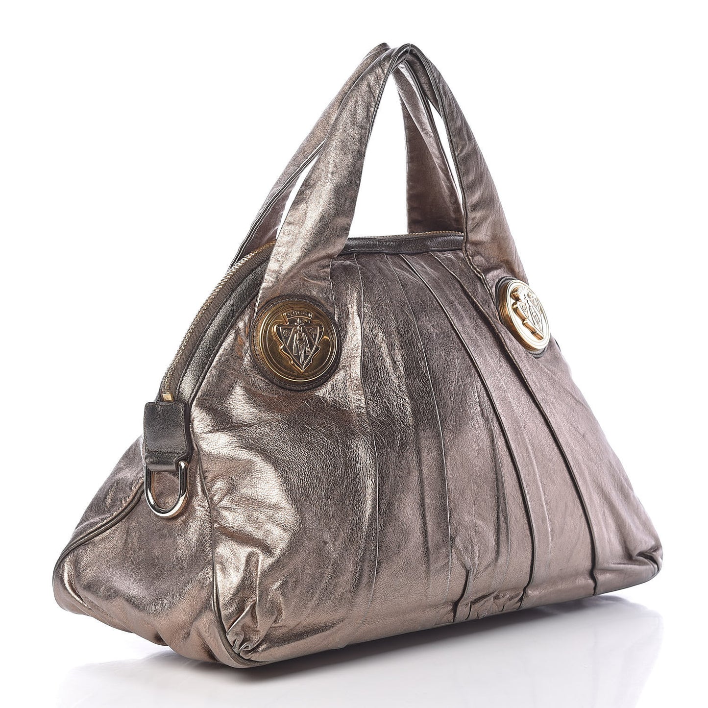Metallic Calfskin Medium Hysteria Top Handle Bag Gold