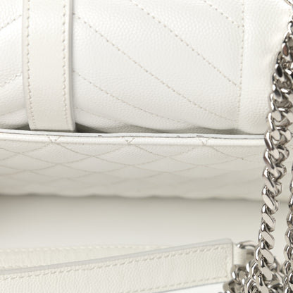 Saint Laurent Grain De Poudre Textured Mixed Matelasse Medium Triquilt Monogram Satchel Blanc Vintage 18 of 21